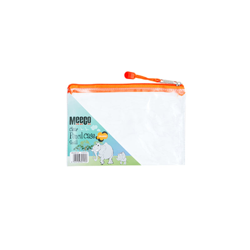 Meeco Clear Pencil Case Orange Small