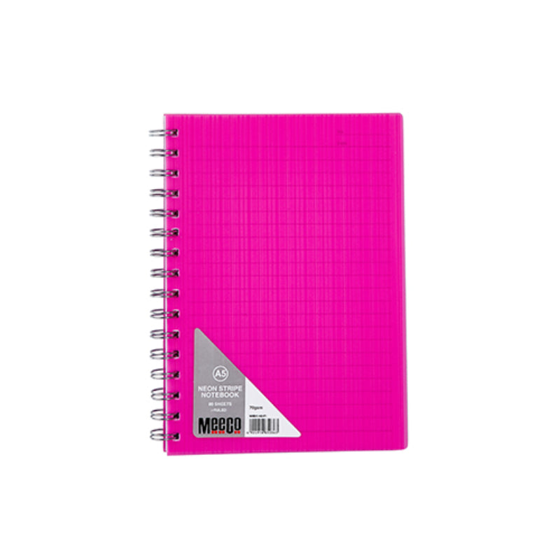 A5 Neon Notebook 80 Sheet Ruled Pink