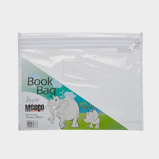 Clear Book Bag Zip White Meeco