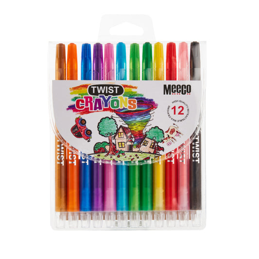 Meeco Retractable Wax Crayons 12s
