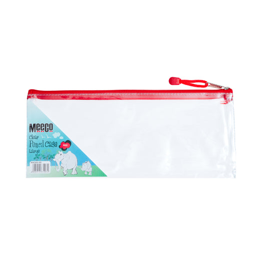 Meeco Clear Pencil Case Red Large