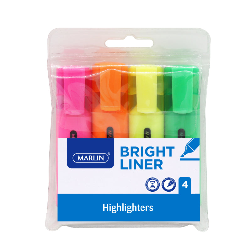 Marlin Bright Liners Highlighter 4's assorted colours