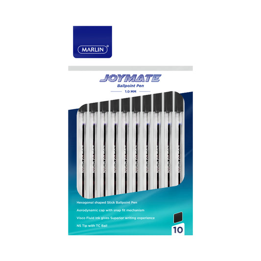 Marlin Joymate transparent medium point pens 10's Black