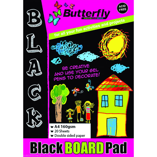 Board Pads - A4 160Gsm 20 Sheets - Black