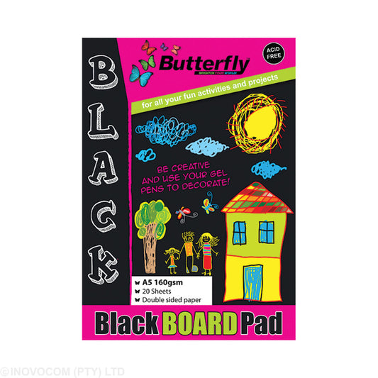 Board Pads - A5 160Gsm 20 Sheets - Black