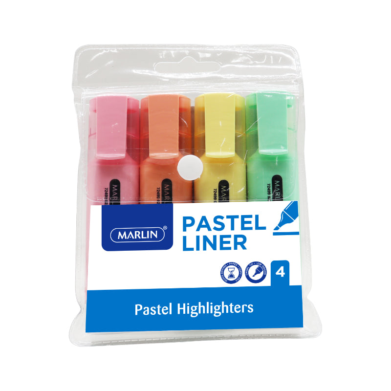 Marlin Pastel Highlighters 4`s assorted